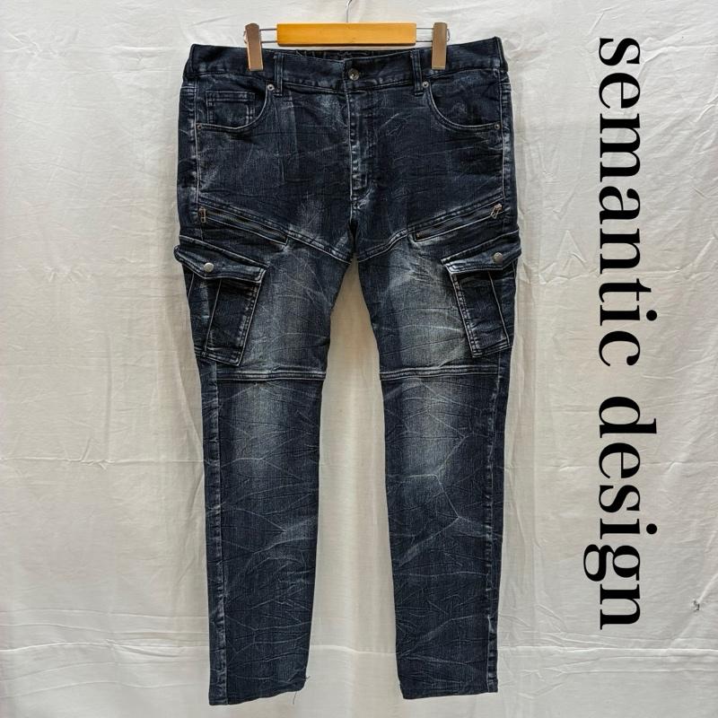 セマンティックデザイン semantic design パンツ デニム、ジーンズ ジップギミック ウォッシュド ストレッチ カーゴ デニム パンツ Y2K アーカイブ XL メンズ USED 古着 中古 50170089