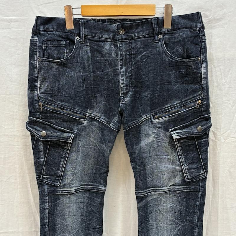 セマンティックデザイン semantic design パンツ デニム、ジーンズ ジップギミック ウォッシュド ストレッチ カーゴ デニム パンツ Y2K アーカイブ XL メンズ USED 古着 中古 50170089