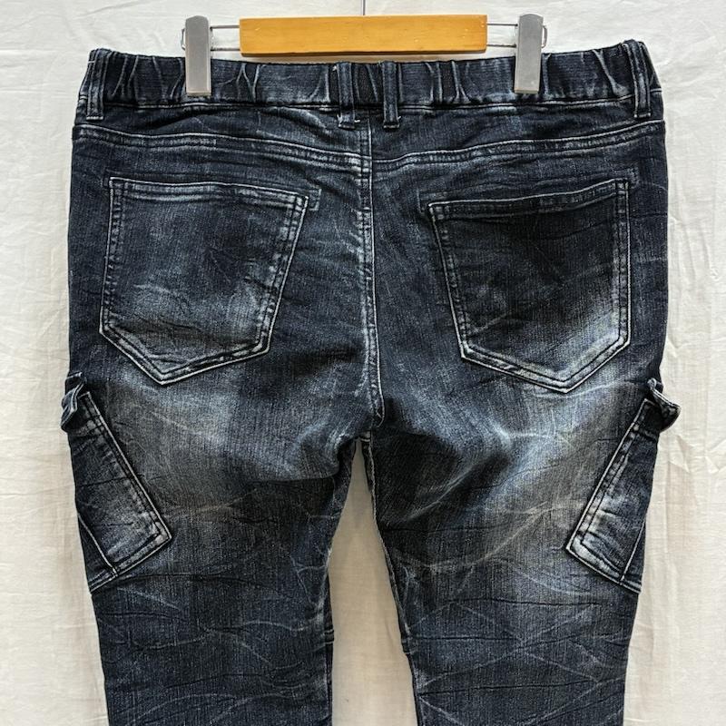 セマンティックデザイン semantic design パンツ デニム、ジーンズ ジップギミック ウォッシュド ストレッチ カーゴ デニム パンツ Y2K アーカイブ XL メンズ USED 古着 中古 50170089