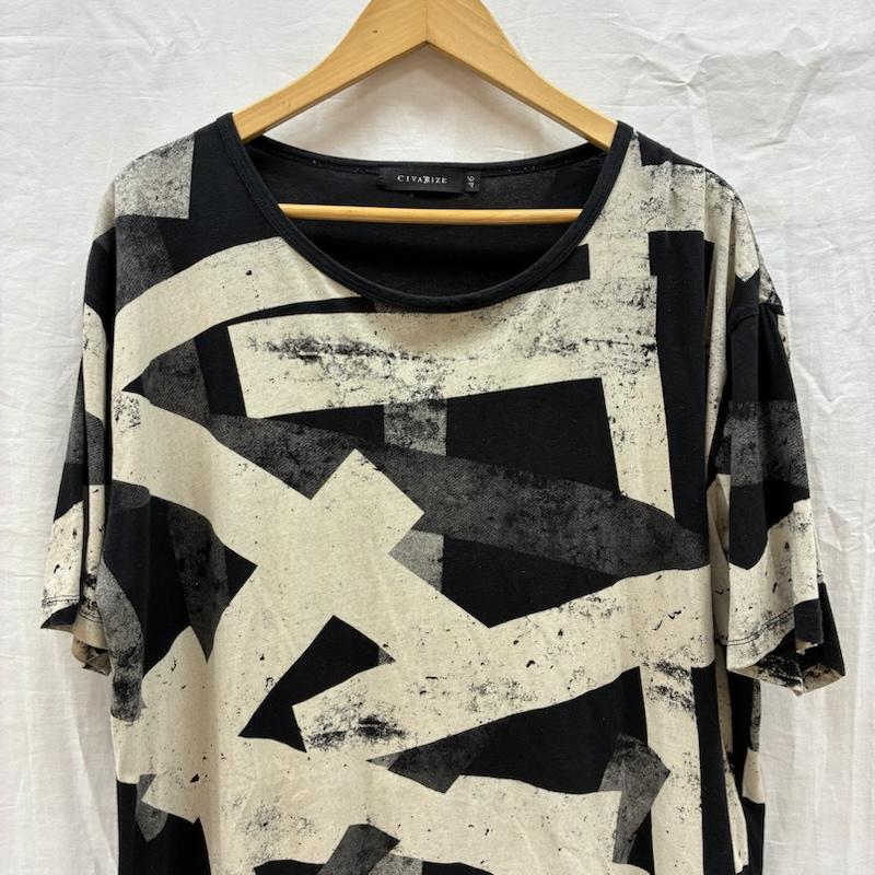 シウ゛ァーライズ CIVARIZE Tシャツ 半袖 クロス 十字架 フルグラフィック 総柄 カットソー Tシャツ V系 Y2K 46 メンズ USED 古着 中古 50170090