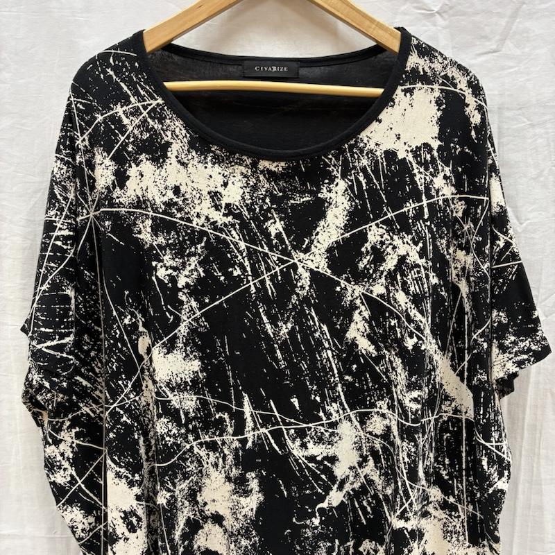 シウ゛ァーライズ CIVARIZE Tシャツ 半袖 スプラッター フルグラフィック 総柄 変形 オーバーサイズ カットソー Tシャツ V系 Y2K FREE メンズ USED 古着 中古 50170092