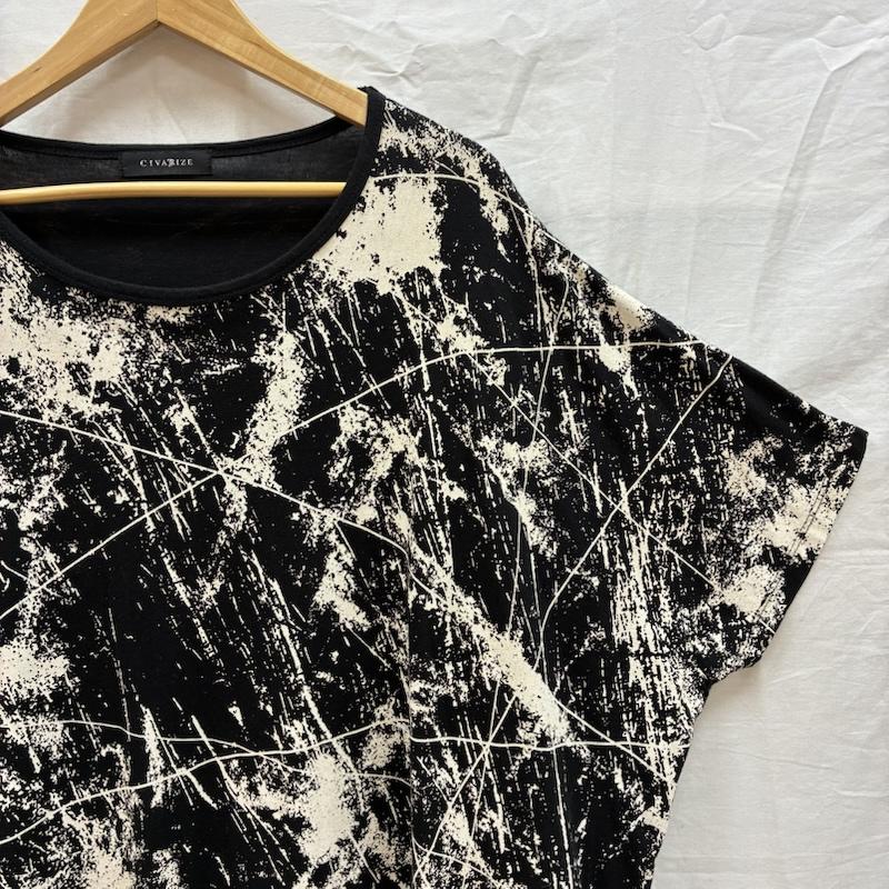 シウ゛ァーライズ CIVARIZE Tシャツ 半袖 スプラッター フルグラフィック 総柄 変形 オーバーサイズ カットソー Tシャツ V系 Y2K FREE メンズ USED 古着 中古 50170092