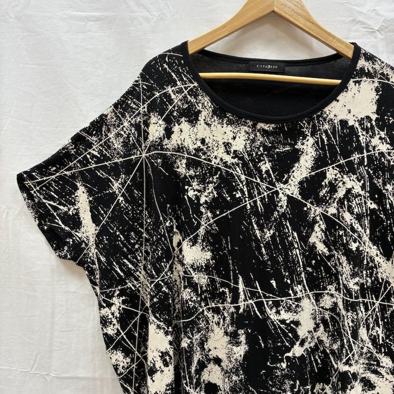 シウ゛ァーライズ CIVARIZE Tシャツ 半袖 スプラッター フルグラフィック 総柄 変形 オーバーサイズ カットソー Tシャツ V系 Y2K FREE メンズ USED 古着 中古 50170092