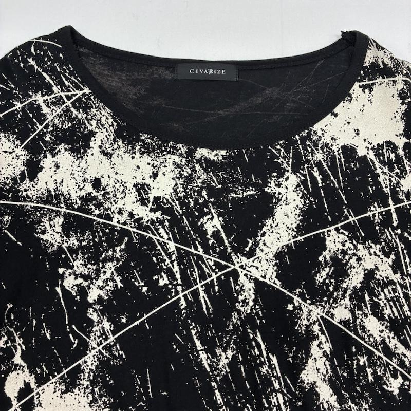シウ゛ァーライズ CIVARIZE Tシャツ 半袖 スプラッター フルグラフィック 総柄 変形 オーバーサイズ カットソー Tシャツ V系 Y2K FREE メンズ USED 古着 中古 50170092