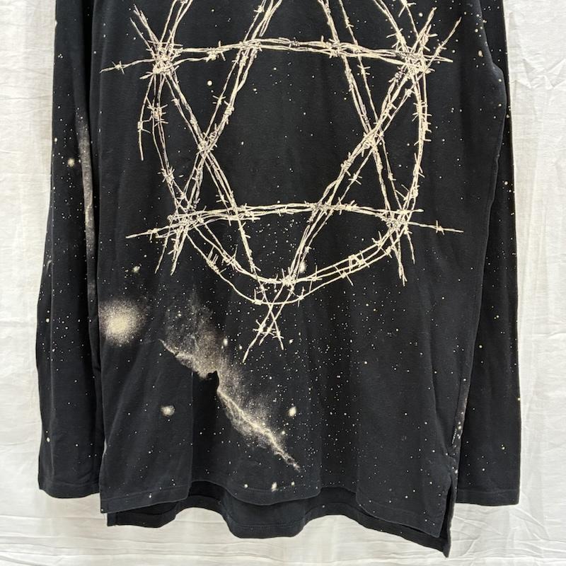 シウ゛ァーライズ CIVARIZE Tシャツ 長袖 六芒星 有刺鉄線 グラフィック ブリーチ カットソー ロングスリーブ Tシャツ V系 Y2K 44 メンズ USED 古着 中古 50170094