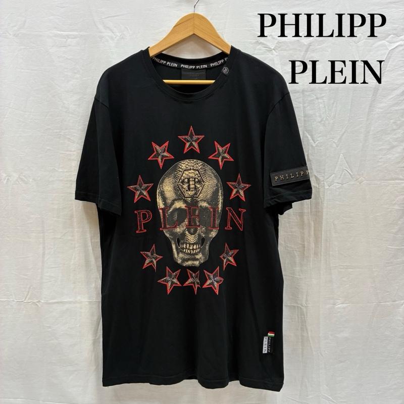 フィリッププレイン PHILIPP PLEIN Tシャツ 半袖 スカル ドクロ 髑髏 サークル スター ラインストーン ストレッチ カットソー Tシャツ Y2K XXL メンズ USED 古着 中古 50170097