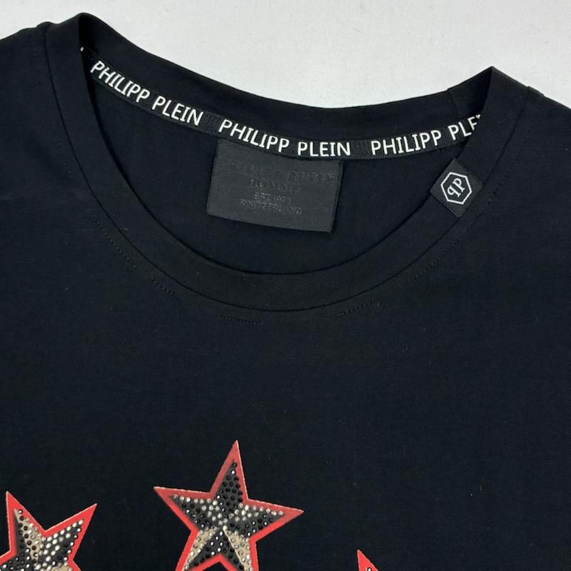 フィリッププレイン PHILIPP PLEIN Tシャツ 半袖 スカル ドクロ 髑髏 サークル スター ラインストーン ストレッチ カットソー Tシャツ Y2K XXL メンズ USED 古着 中古 50170097