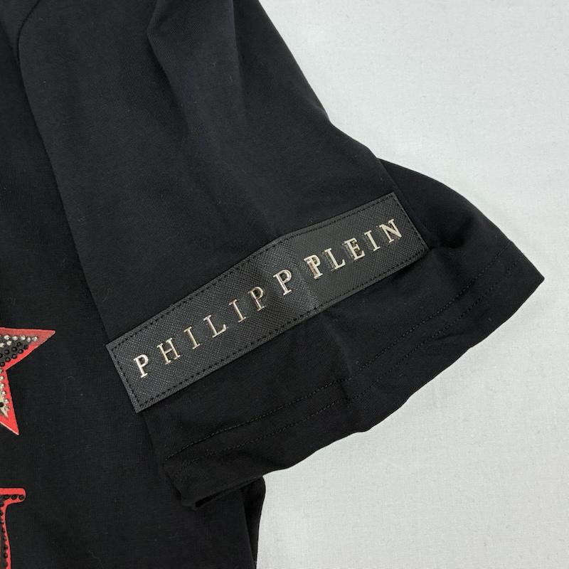 フィリッププレイン PHILIPP PLEIN Tシャツ 半袖 スカル ドクロ 髑髏 サークル スター ラインストーン ストレッチ カットソー Tシャツ Y2K XXL メンズ USED 古着 中古 50170097