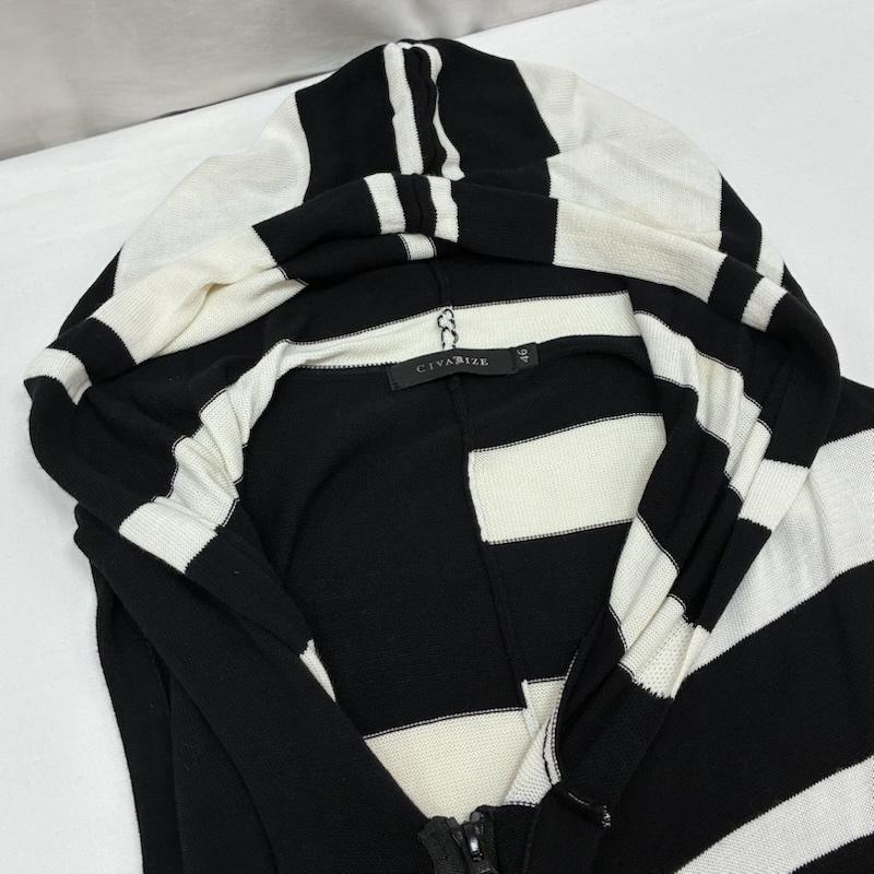 シウ゛ァーライズ CIVARIZE ベスト ベスト モノトーン マルチ ボーダー ノースリーブ ニット パーカー ドレープ ガウン V系 Y2K 46 メンズ USED 古着 中古 50170098