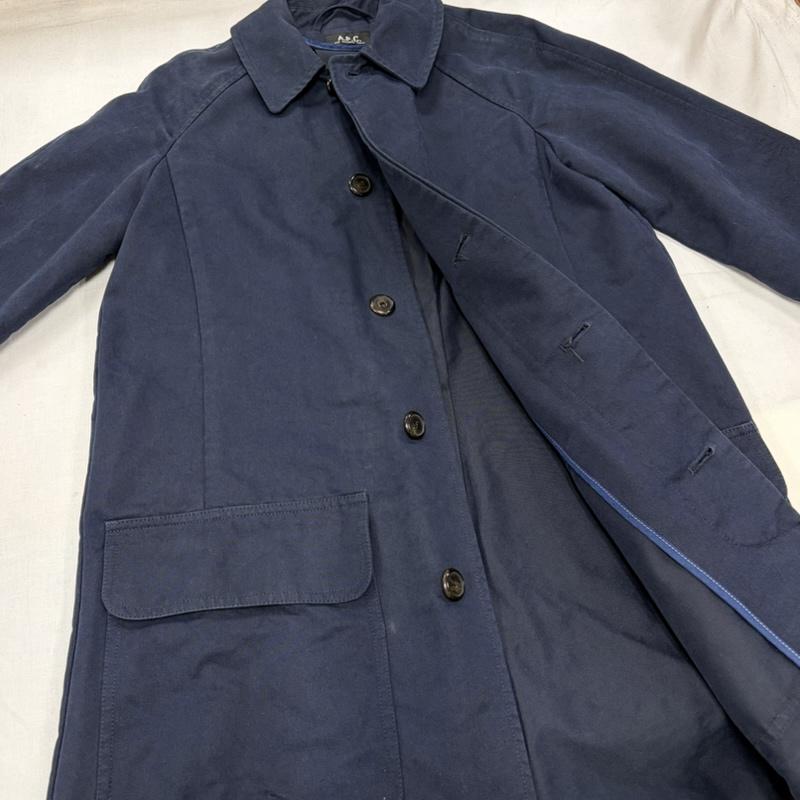 アーペーセー A.P.C. コート コート一般 ステンカラーコート スプリング マックコート ラグランスリーブ フラップポケット S 無地 紺 / ネイビー / navy メンズ USED 古着 中古 50170104