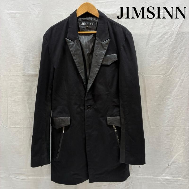 古着 USED コート コート一般 JIMSINN ジムズイン コットン ゴート レザー 切替 ボールチェーン ジップ チェスター コート パンク XL メンズ USED 古着 中古 50170108