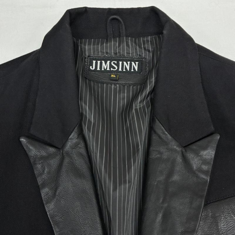 古着 USED コート コート一般 JIMSINN ジムズイン コットン ゴート レザー 切替 ボールチェーン ジップ チェスター コート パンク XL メンズ USED 古着 中古 50170108