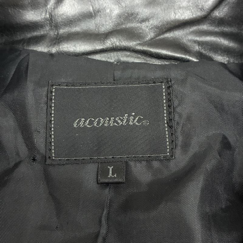 アコースティック ACOUSTIC ジャケット、上着 ライダース ウール カウ レザー 切替 セミ ダブル ジップアップ ライダース ジャケット L メンズ USED 古着 中古 50170109