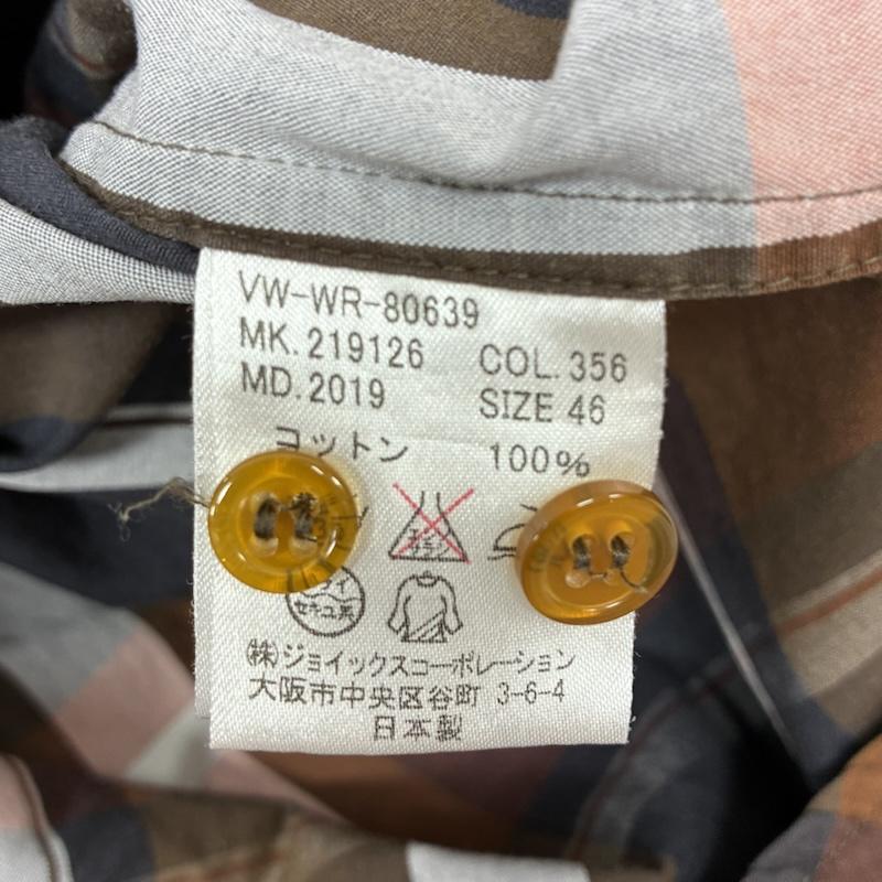 ヴィヴィアンウエストウッドマン Vivienne Westwood MAN シャツ、ブラウス 長袖 オーブ 刺繍 ロングスリーブ チェック シャツ 46 メンズ USED 古着 中古 50170112