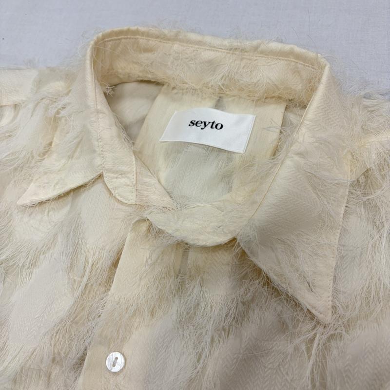 古着 USED シャツ、ブラウス 長袖 seyto セイト シースルー ジャガード フリンジ 長袖 シャツ 1 無地 アイボリー / アイボリー / レディース USED 古着 中古 50170114