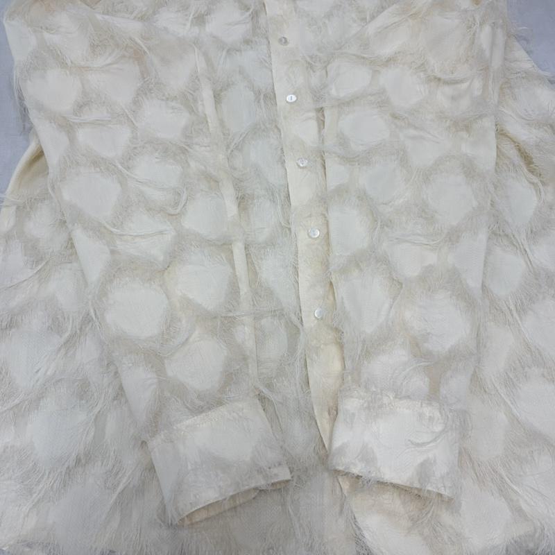 古着 USED シャツ、ブラウス 長袖 seyto セイト シースルー ジャガード フリンジ 長袖 シャツ 1 無地 アイボリー / アイボリー / レディース USED 古着 中古 50170114