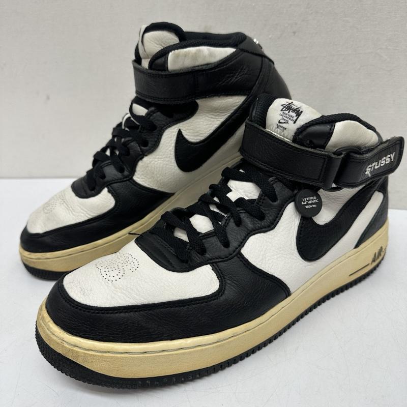 ステューシー STUSSY スニーカー スニーカー Nike Air Force 1Mid Black and Light Bone SSリンク ロゴ スニーカー DJ7840-002 28.5cm 黒 / ブラック / black X 白 / ホワイト / white メンズ USED 古着 中古 50170118