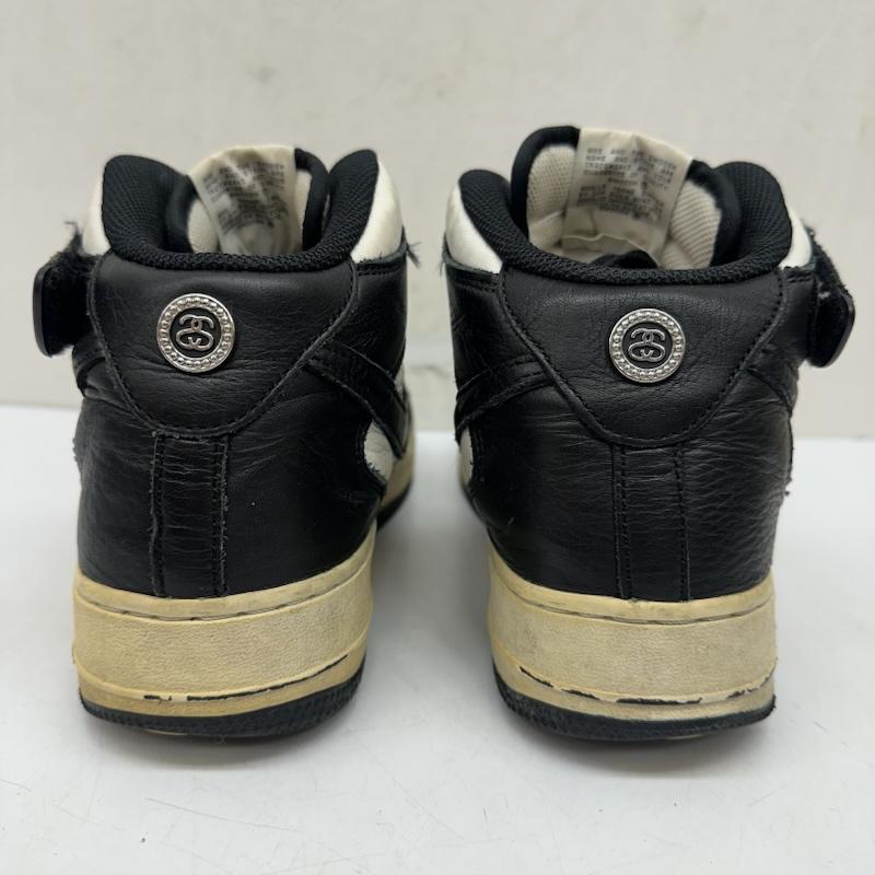ステューシー STUSSY スニーカー スニーカー Nike Air Force 1Mid Black and Light Bone SSリンク ロゴ スニーカー DJ7840-002 28.5cm 黒 / ブラック / black X 白 / ホワイト / white メンズ USED 古着 中古 50170118