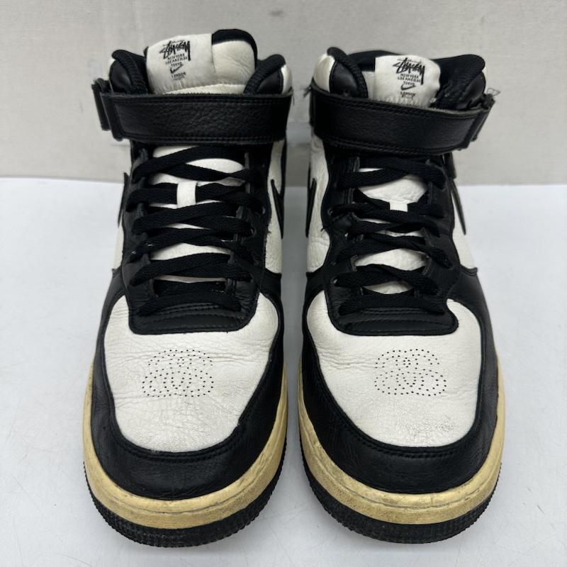 ステューシー STUSSY スニーカー スニーカー Nike Air Force 1Mid Black and Light Bone SSリンク ロゴ スニーカー DJ7840-002 28.5cm 黒 / ブラック / black X 白 / ホワイト / white メンズ USED 古着 中古 50170118