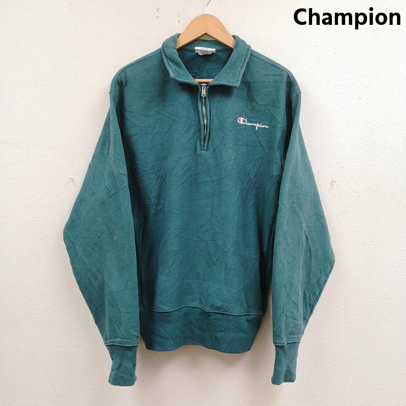 チャンピオン Champion トレーナー 長袖 REVERSE WEAVE スクリプト ロゴ ハーフ ジップ スウェット プルオーバー S 緑 / グリーン / green メンズ USED 古着 中古 50170124