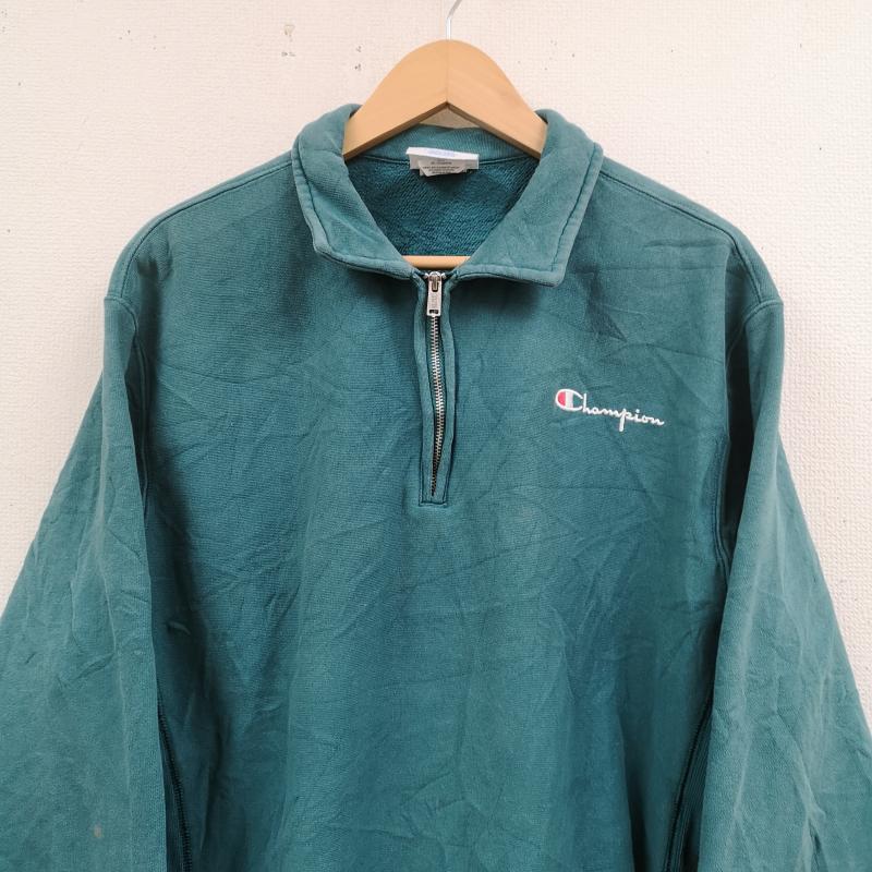 チャンピオン Champion トレーナー 長袖 REVERSE WEAVE スクリプト ロゴ ハーフ ジップ スウェット プルオーバー S 緑 / グリーン / green メンズ USED 古着 中古 50170124
