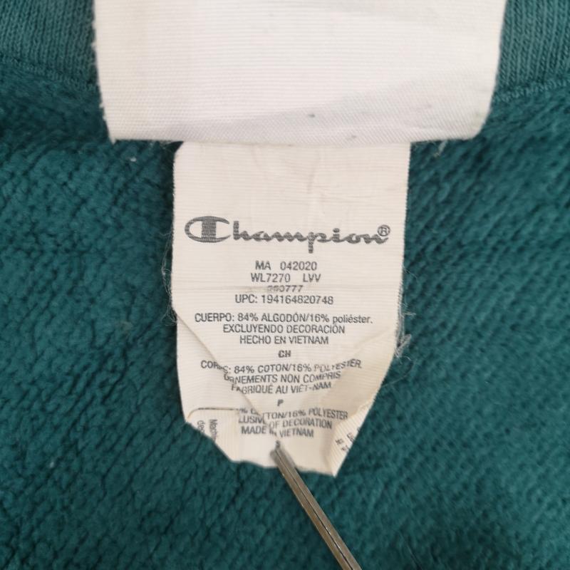 チャンピオン Champion トレーナー 長袖 REVERSE WEAVE スクリプト ロゴ ハーフ ジップ スウェット プルオーバー S 緑 / グリーン / green メンズ USED 古着 中古 50170124