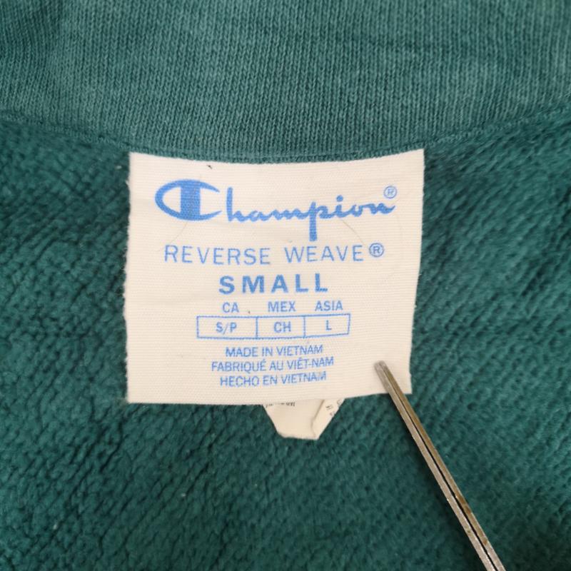 チャンピオン Champion トレーナー 長袖 REVERSE WEAVE スクリプト ロゴ ハーフ ジップ スウェット プルオーバー S 緑 / グリーン / green メンズ USED 古着 中古 50170124