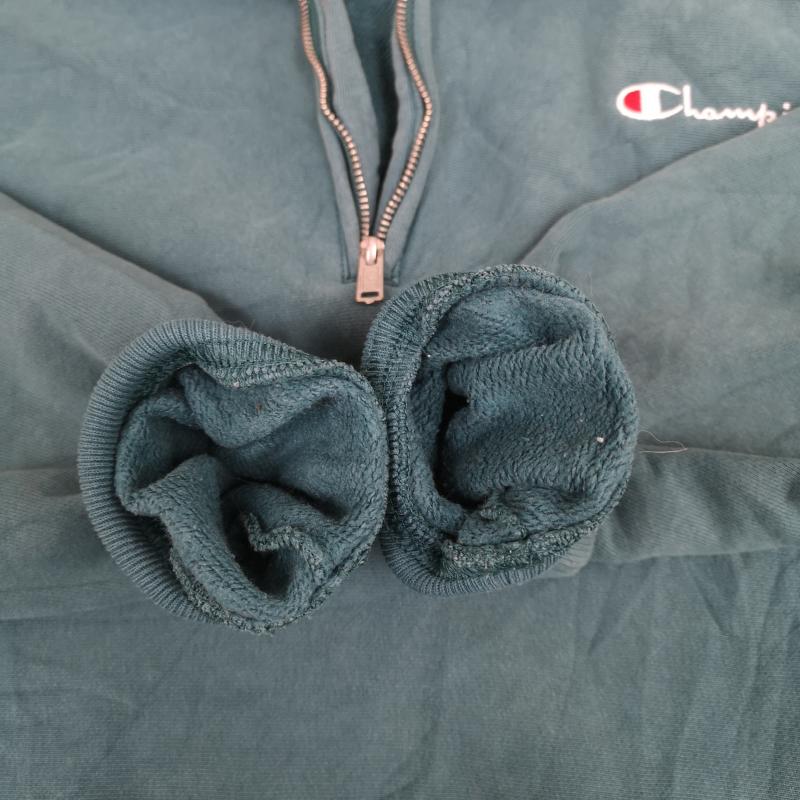 チャンピオン Champion トレーナー 長袖 REVERSE WEAVE スクリプト ロゴ ハーフ ジップ スウェット プルオーバー S 緑 / グリーン / green メンズ USED 古着 中古 50170124