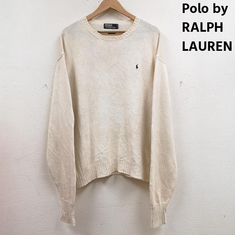 ポロバイラルフローレン Polo by RALPH LAUREN ニット、セーター 長袖 ポニー ロゴ 刺繡 ワンポイント クルーネック ニット セーター XXL 白 / ホワイト / white メンズ USED 古着 中古 50170125