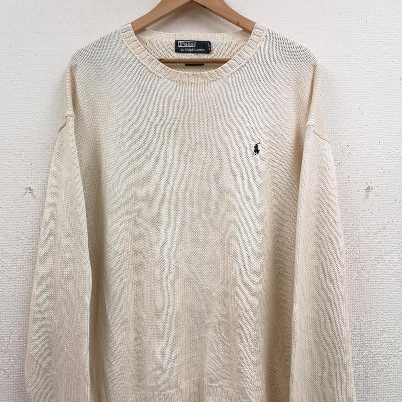 ポロバイラルフローレン Polo by RALPH LAUREN ニット、セーター 長袖 ポニー ロゴ 刺繡 ワンポイント クルーネック ニット セーター XXL 白 / ホワイト / white メンズ USED 古着 中古 50170125
