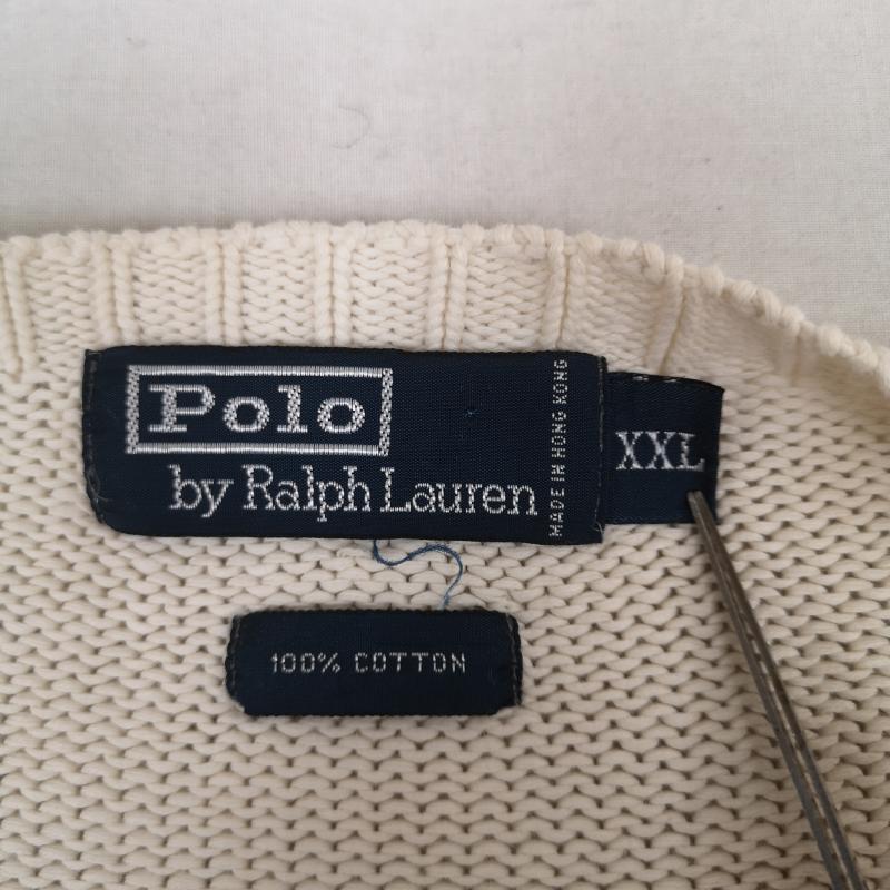 ポロバイラルフローレン Polo by RALPH LAUREN ニット、セーター 長袖 ポニー ロゴ 刺繡 ワンポイント クルーネック ニット セーター XXL 白 / ホワイト / white メンズ USED 古着 中古 50170125