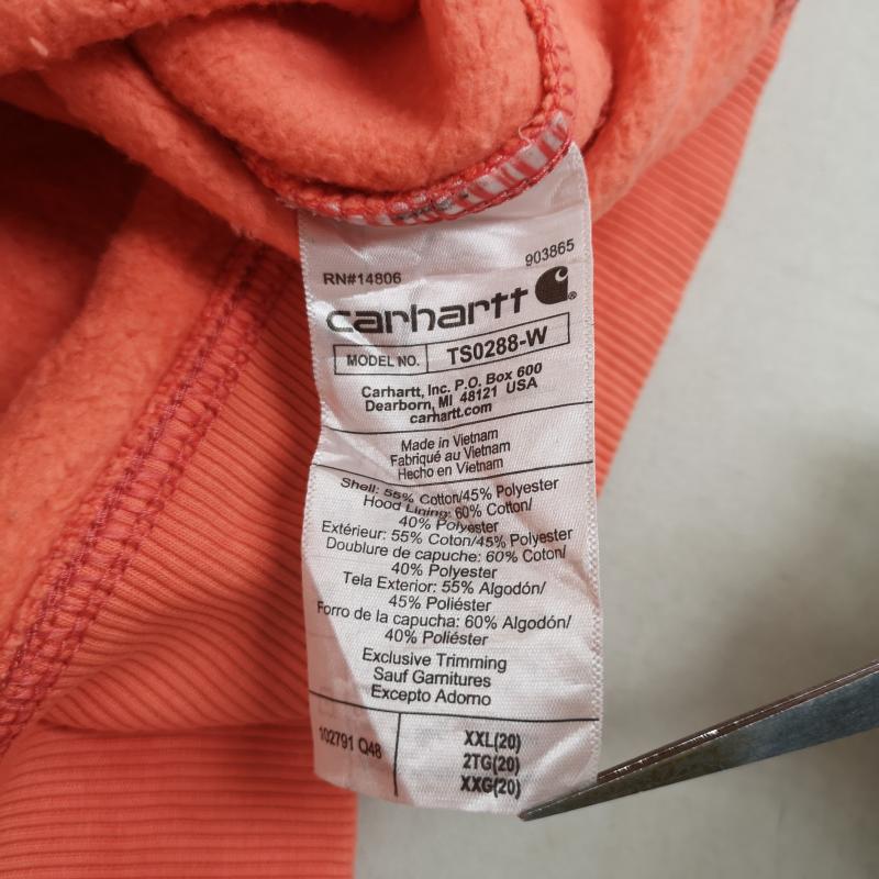 カーハート Carhartt パーカー 長袖 23SS Relaxed Fit Midweight Logo グラフィック スウェット パーカー TS0288-W XXL 桃 / ピンク / pink X 橙 / オレンジ / orange メンズ USED 古着 中古 50170126