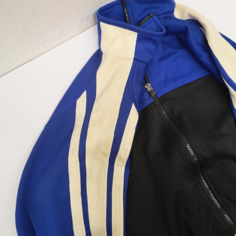 アディダス adidas ジャケット、上着 ジャンパー、ブルゾン 90s パフォーマンス ロゴ 3本ライン トラック ジャケット ジャージ M 青 / ブルー / blue X 黒 / ブラック / black メンズ USED 古着 中古 50170130