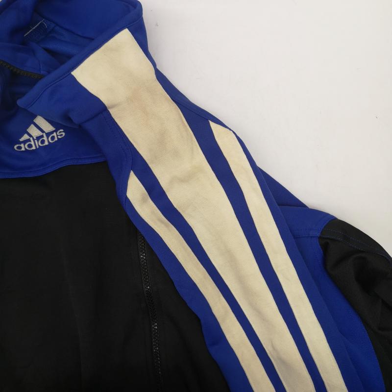 アディダス adidas ジャケット、上着 ジャンパー、ブルゾン 90s パフォーマンス ロゴ 3本ライン トラック ジャケット ジャージ M 青 / ブルー / blue X 黒 / ブラック / black メンズ USED 古着 中古 50170130