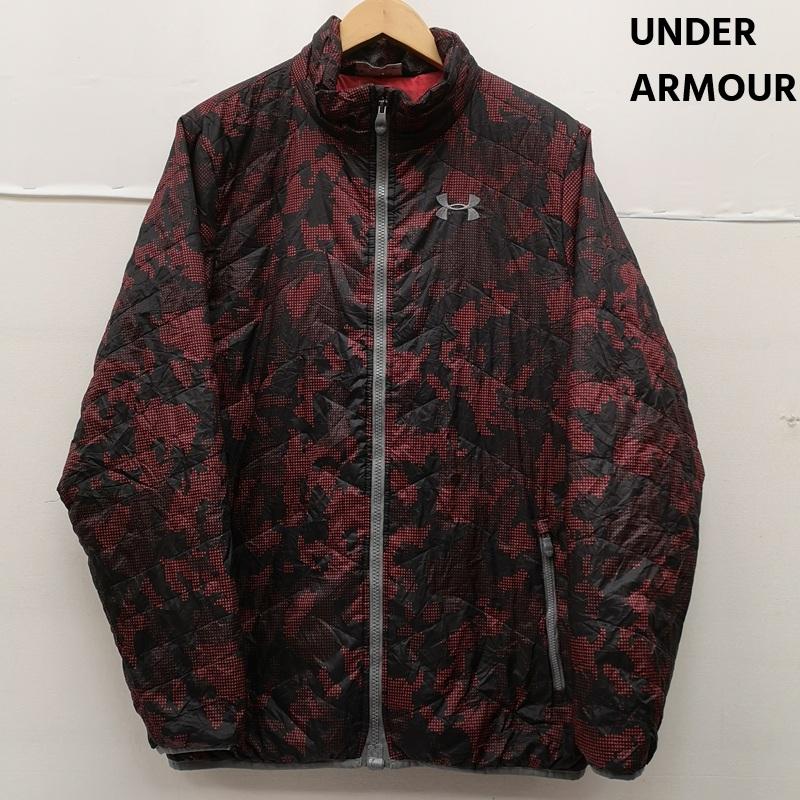 アンダーアーマー UNDER ARMOUR ジャケット、上着 ジャンパー、ブルゾン デジタルドット カモフラージュ 迷彩 総柄 ナイロン キルティング ジャケット XL 黒 / ブラック / black X 赤 / レッド / red メンズ USED 古着 中古 50170131