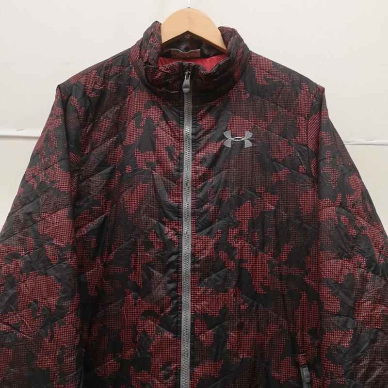アンダーアーマー UNDER ARMOUR ジャケット、上着 ジャンパー、ブルゾン デジタルドット カモフラージュ 迷彩 総柄 ナイロン キルティング ジャケット XL 黒 / ブラック / black X 赤 / レッド / red メンズ USED 古着 中古 50170131