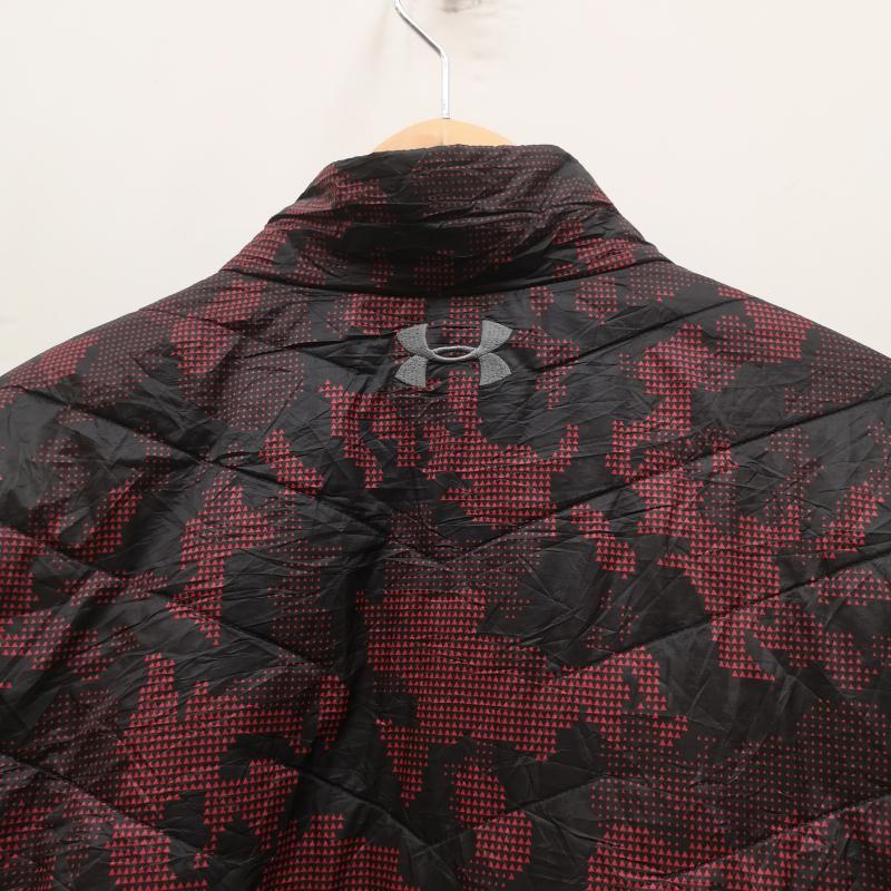 アンダーアーマー UNDER ARMOUR ジャケット、上着 ジャンパー、ブルゾン デジタルドット カモフラージュ 迷彩 総柄 ナイロン キルティング ジャケット XL 黒 / ブラック / black X 赤 / レッド / red メンズ USED 古着 中古 50170131