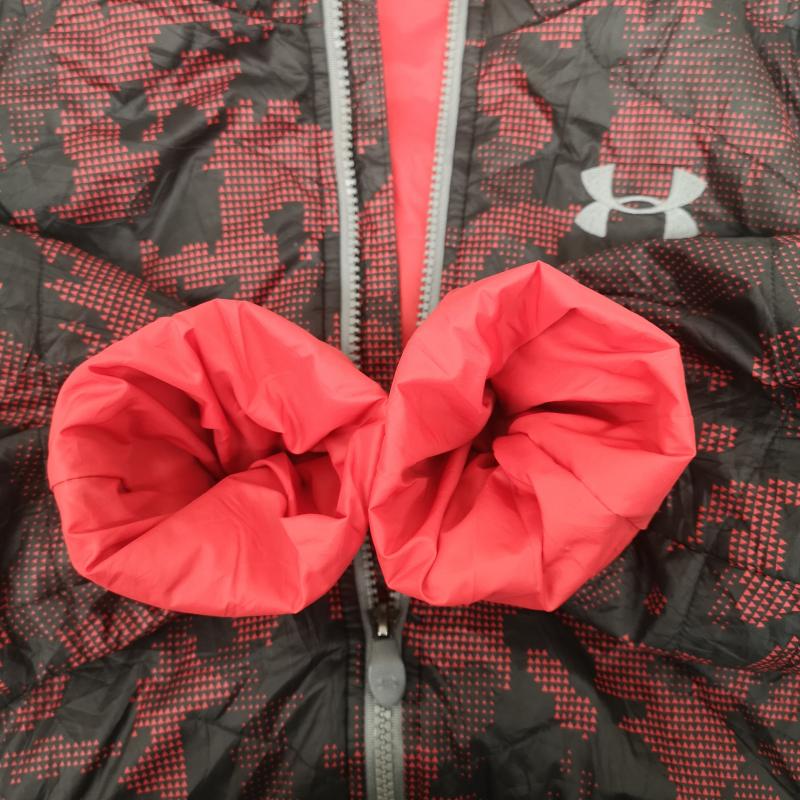アンダーアーマー UNDER ARMOUR ジャケット、上着 ジャンパー、ブルゾン デジタルドット カモフラージュ 迷彩 総柄 ナイロン キルティング ジャケット XL 黒 / ブラック / black X 赤 / レッド / red メンズ USED 古着 中古 50170131