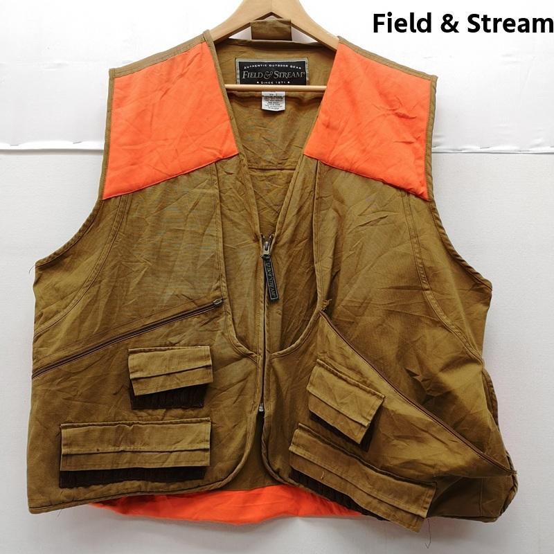古着 USED ベスト ベスト Field & Stream フィールド＆ストリーム 切り替え ハンティング ベスト 茶 / ブラウン / brown X 橙 / オレンジ / orange メンズ USED 古着 中古 50170132