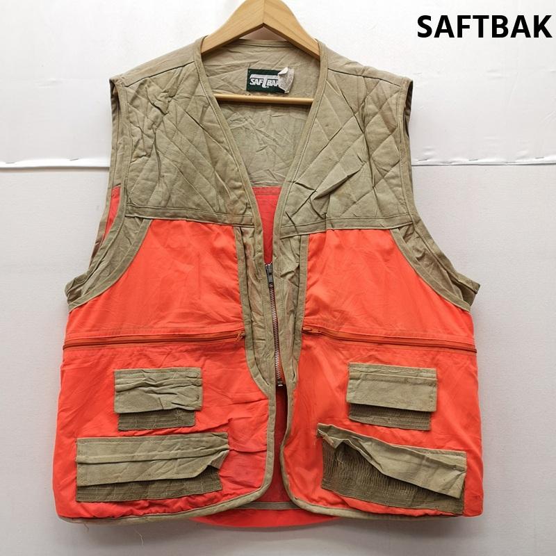 古着 USED ベスト ベスト SAFTBAK サフトバック キルティング ダック地 ハンティング ベスト XL ベージュ / ベージュ / beige X 橙 / オレンジ / orange メンズ USED 古着 中古 50170133