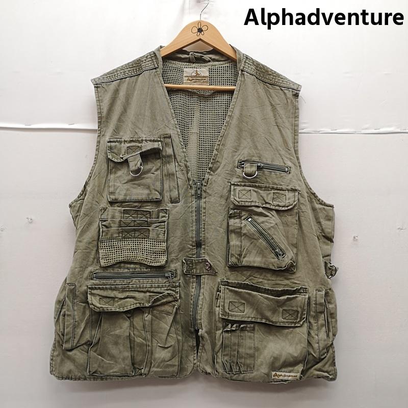 古着 USED ベスト ベスト Alphadventure アルファドベンチャー メッシュ 多ポケット フィッシング 多機能 ベスト L カーキ / カーキ / khaki メンズ USED 古着 中古 50170137