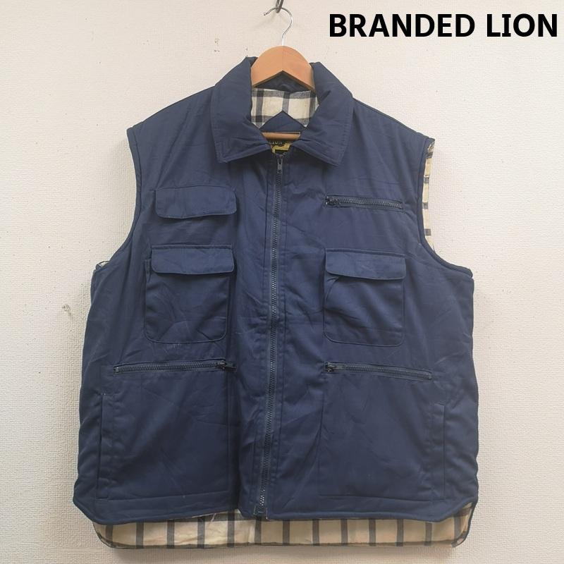 古着 USED ベスト ベスト BRANDED LIONブランデッド ライオン 中綿 チェック柄 ユーティリティ ワーク ベスト XL 青 / ブルー / blue メンズ USED 古着 中古 50170140