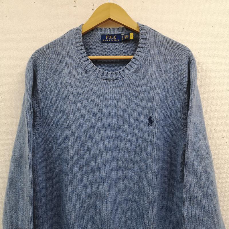 ポロラルフローレン POLO RALPH LAUREN ニット、セーター 長袖 ポニー ロゴ 刺繡 ワンポイント クルーネック ニット セーター S 青 / ブルー / blue X 水色 / ライトブルー / メンズ USED 古着 中古 50170148