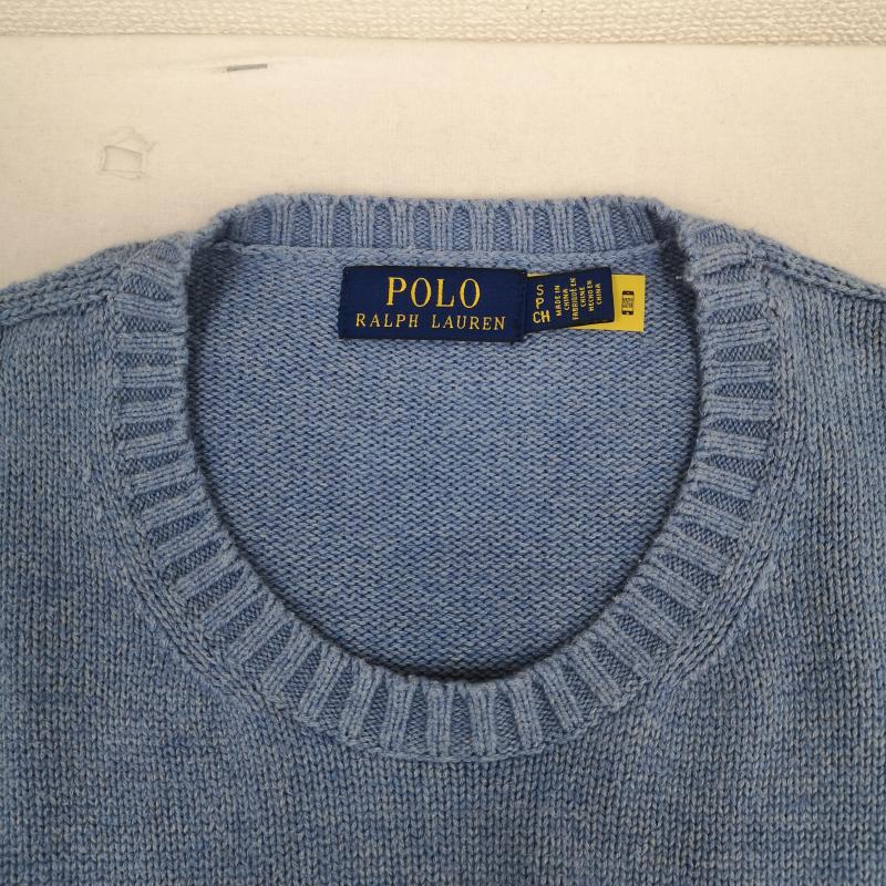ポロラルフローレン POLO RALPH LAUREN ニット、セーター 長袖 ポニー ロゴ 刺繡 ワンポイント クルーネック ニット セーター S 青 / ブルー / blue X 水色 / ライトブルー / メンズ USED 古着 中古 50170148