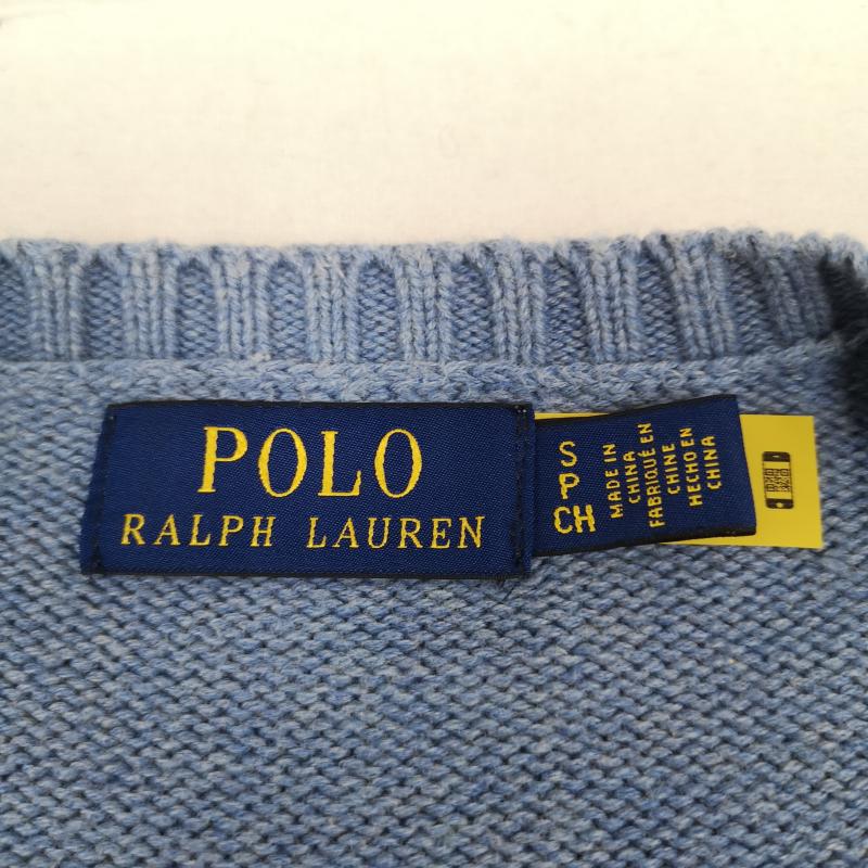 ポロラルフローレン POLO RALPH LAUREN ニット、セーター 長袖 ポニー ロゴ 刺繡 ワンポイント クルーネック ニット セーター S 青 / ブルー / blue X 水色 / ライトブルー / メンズ USED 古着 中古 50170148