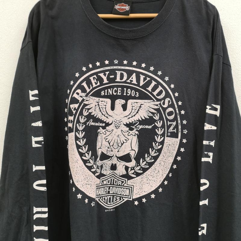ハーレーダビッドソン Harley-Davidson Tシャツ 長袖 イーグル スカル メダリオン グラフィック 長袖 Tシャツ ロンT L/S TEE 黒 / ブラック / black メンズ USED 古着 中古 50170149