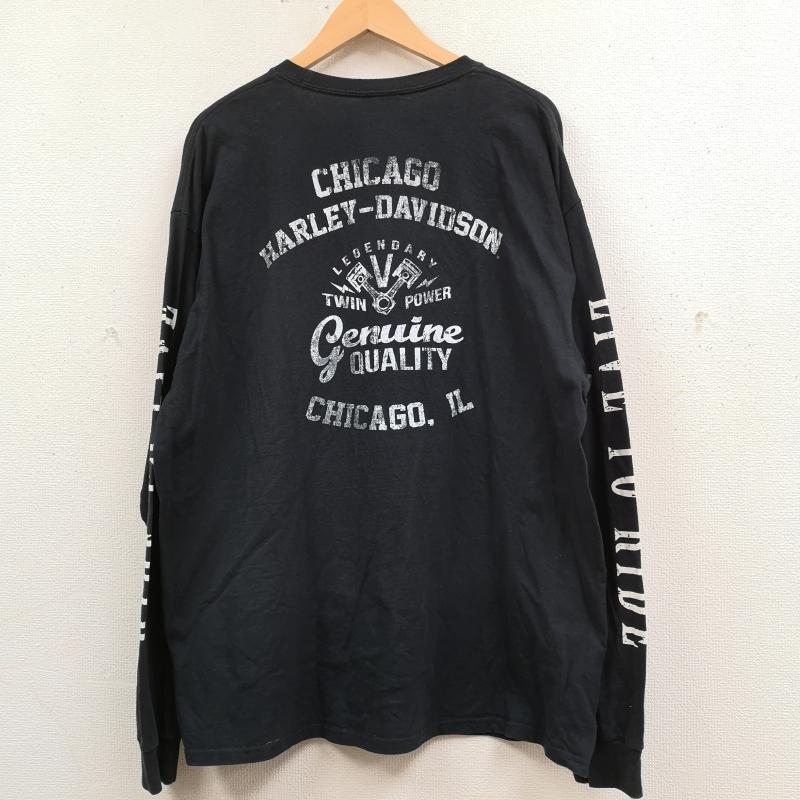 ハーレーダビッドソン Harley-Davidson Tシャツ 長袖 イーグル スカル メダリオン グラフィック 長袖 Tシャツ ロンT L/S TEE 黒 / ブラック / black メンズ USED 古着 中古 50170149