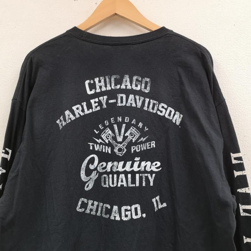 ハーレーダビッドソン Harley-Davidson Tシャツ 長袖 イーグル スカル メダリオン グラフィック 長袖 Tシャツ ロンT L/S TEE 黒 / ブラック / black メンズ USED 古着 中古 50170149