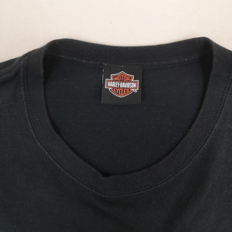 ハーレーダビッドソン Harley-Davidson Tシャツ 長袖 イーグル スカル メダリオン グラフィック 長袖 Tシャツ ロンT L/S TEE 黒 / ブラック / black メンズ USED 古着 中古 50170149