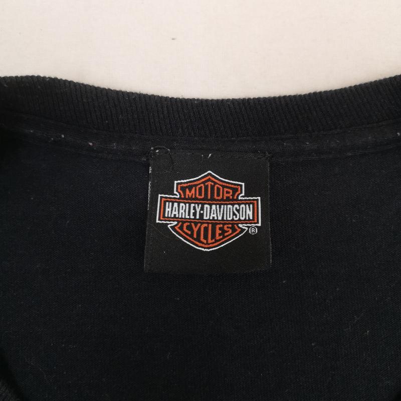 ハーレーダビッドソン Harley-Davidson Tシャツ 長袖 イーグル スカル メダリオン グラフィック 長袖 Tシャツ ロンT L/S TEE 黒 / ブラック / black メンズ USED 古着 中古 50170149